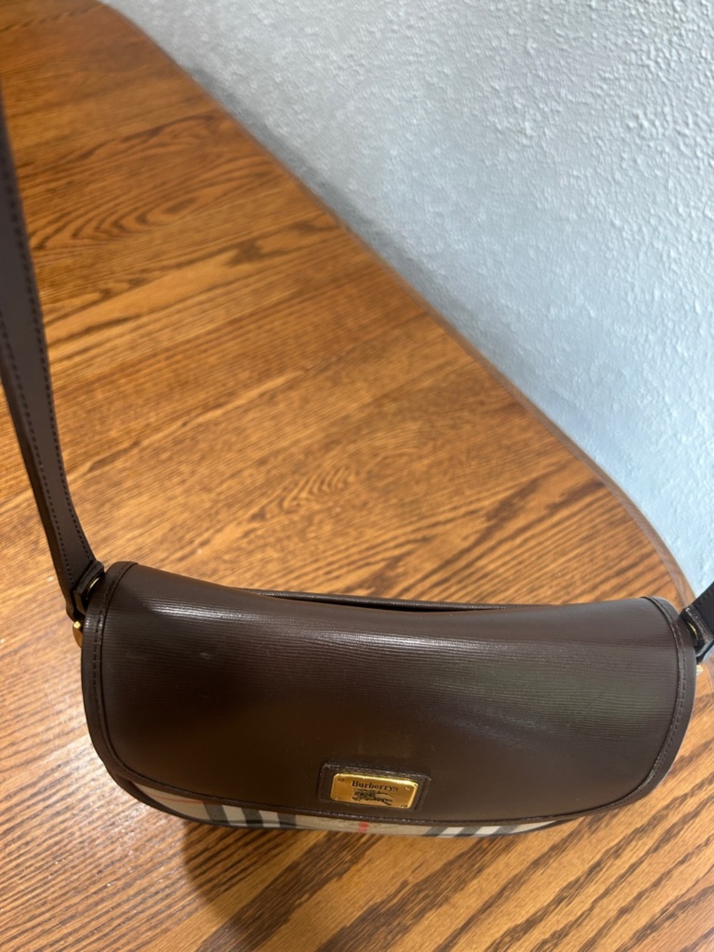 Burberrys Brown Leather and Nova Check Crossbody Bag - Picture 5 of 16